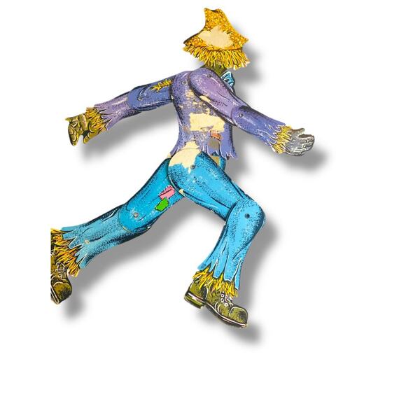 Vintage Articutated Scarecrow Decor Fall Autumn 15.5" Beistle USA Die Cut - Picture 7 of 7